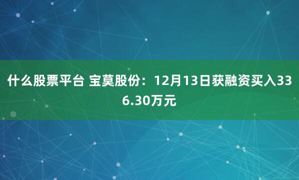 什么股票平台 宝莫股份：12月13日获融资买入336.30万元