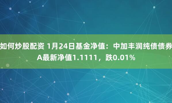 如何炒股配资 1月24日基金净值：中加丰润纯债债券A最新净值1.1111，跌0.01%